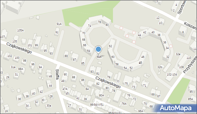 Wrocław, Czajkowskiego Piotra, 64A, mapa Wrocławia