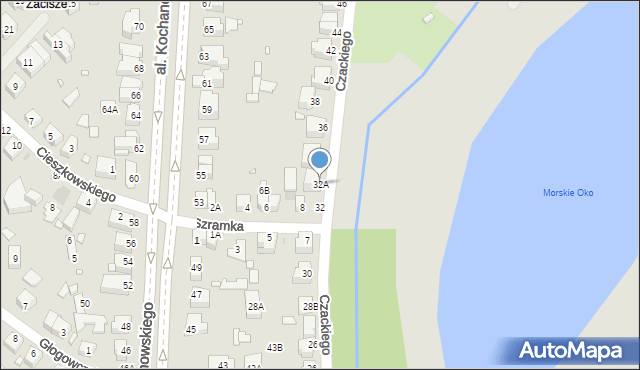 Wrocław, Czackiego Tadeusza, 32A, mapa Wrocławia