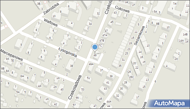 Wrocław, Czekoladowa, 49, mapa Wrocławia