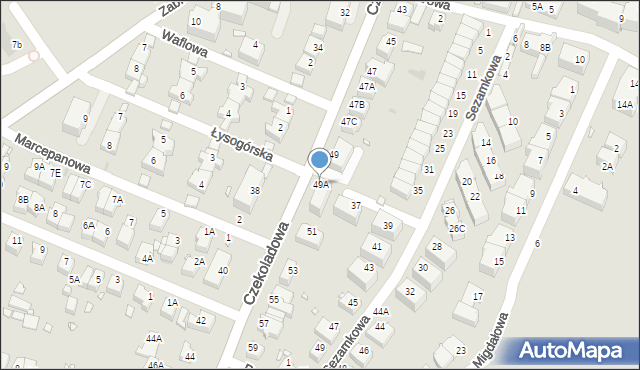 Wrocław, Czekoladowa, 49A, mapa Wrocławia
