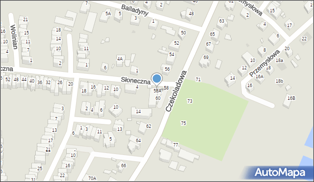 Wrocław, Czekoladowa, 58A, mapa Wrocławia