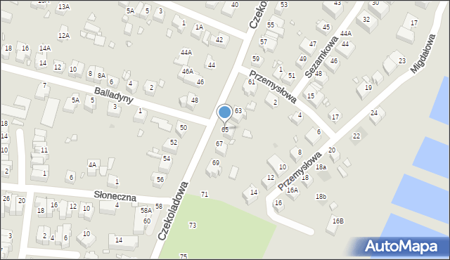 Wrocław, Czekoladowa, 65, mapa Wrocławia