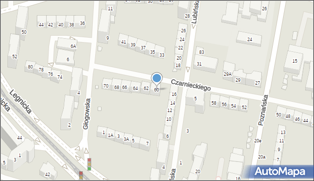 Wrocław, Czarnieckiego Stefana, hetm., 60, mapa Wrocławia