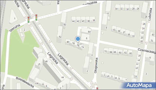 Wrocław, Czarnieckiego Stefana, hetm., 76, mapa Wrocławia