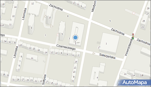Wrocław, Czarnieckiego Stefana, hetm., 1, mapa Wrocławia
