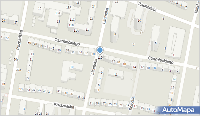 Wrocław, Czarnieckiego Stefana, hetm., 11D, mapa Wrocławia