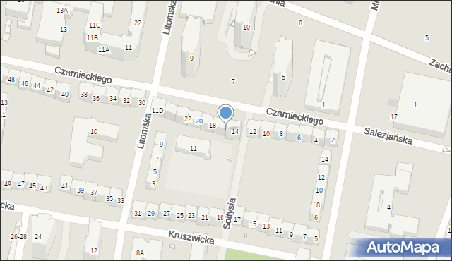 Wrocław, Czarnieckiego Stefana, hetm., 16, mapa Wrocławia