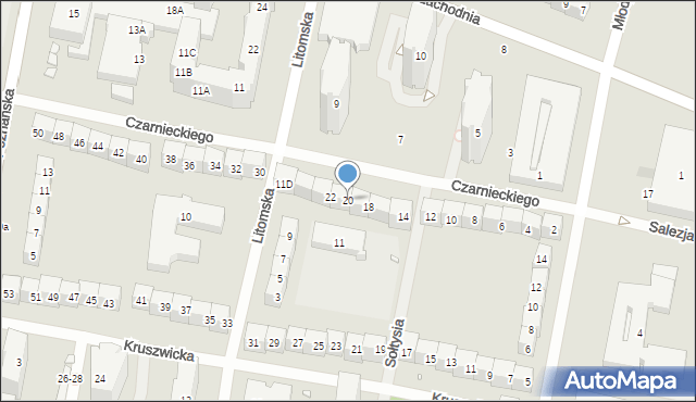 Wrocław, Czarnieckiego Stefana, hetm., 20, mapa Wrocławia