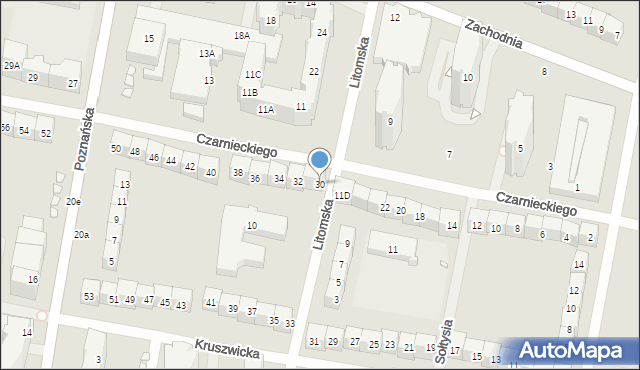 Wrocław, Czarnieckiego Stefana, hetm., 30, mapa Wrocławia