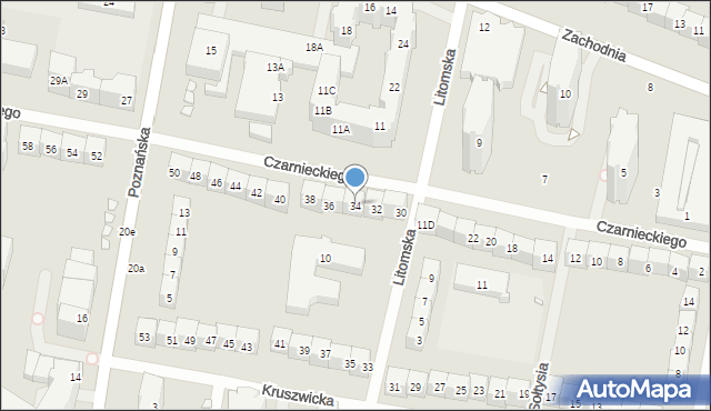 Wrocław, Czarnieckiego Stefana, hetm., 34, mapa Wrocławia