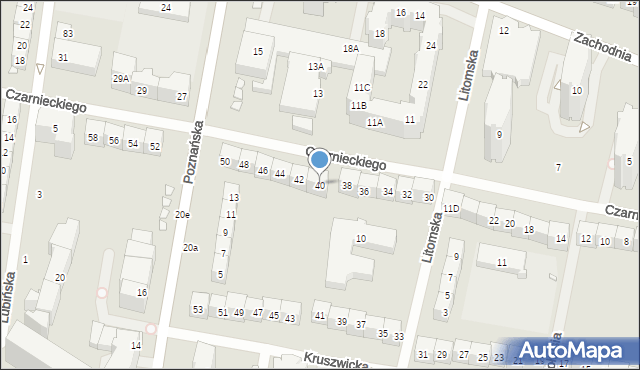 Wrocław, Czarnieckiego Stefana, hetm., 40, mapa Wrocławia