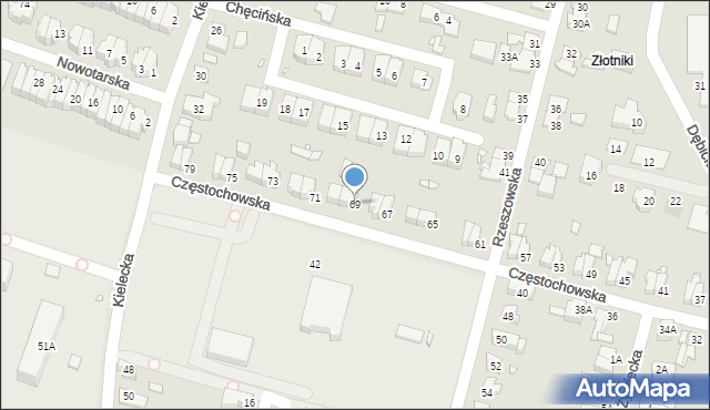 Wrocław, Częstochowska, 69, mapa Wrocławia