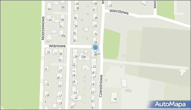 Wschowa, Czereśniowa, 25, mapa Wschowa