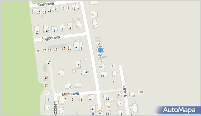 Wschowa, Czereśniowa, 70a, mapa Wschowa