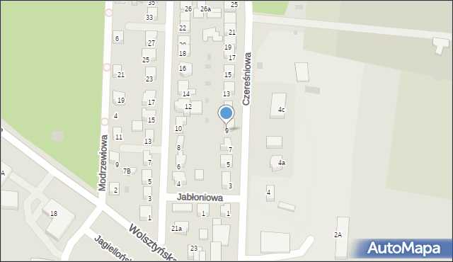 Wschowa, Czereśniowa, 9, mapa Wschowa
