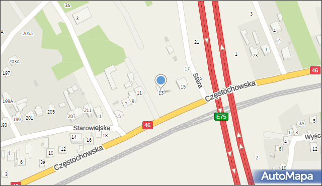 Wyrazów, Częstochowska, 13, mapa Wyrazów