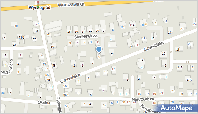 Wyszogród, Czerwińska, 5, mapa Wyszogród