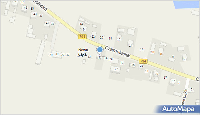 Zabagnie, Czarnoleska, 31, mapa Zabagnie