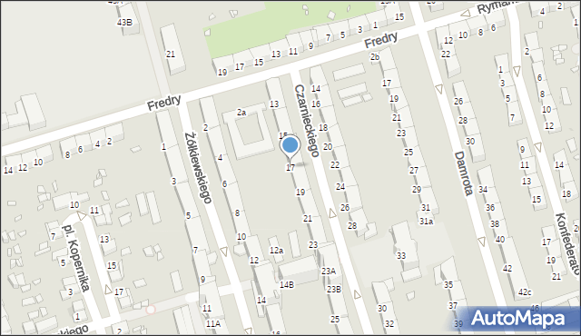 Zabrze, Czarnieckiego Stefana, hetm., 17, mapa Zabrza