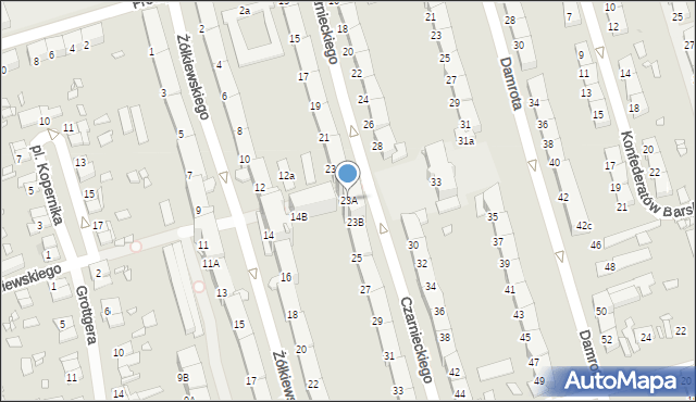 Zabrze, Czarnieckiego Stefana, hetm., 23A, mapa Zabrza