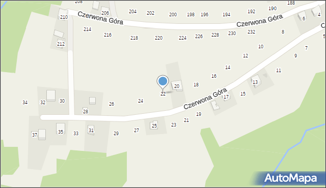 Zakliczyn, Czerwona Góra, 22, mapa Zakliczyn