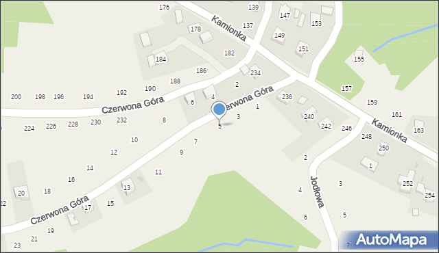 Zakliczyn, Czerwona Góra, 5, mapa Zakliczyn