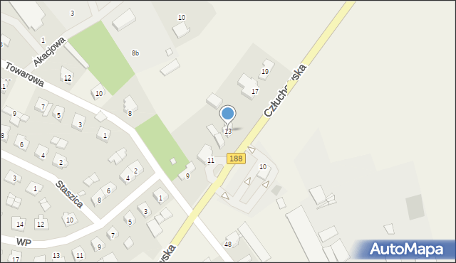 Zakrzewo, Człuchowska, 13, mapa Zakrzewo