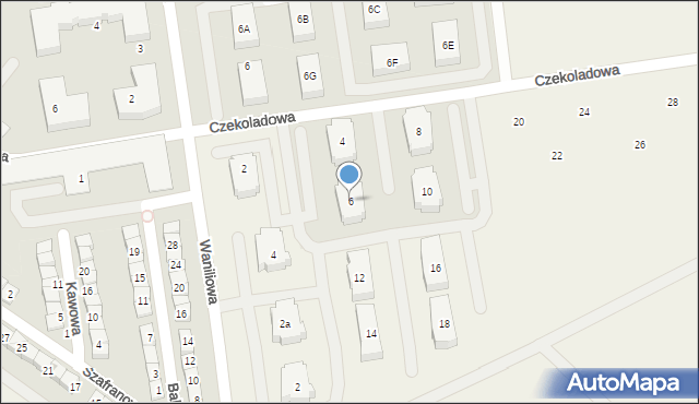 Zamienie, Czekoladowa, 6, mapa Zamienie