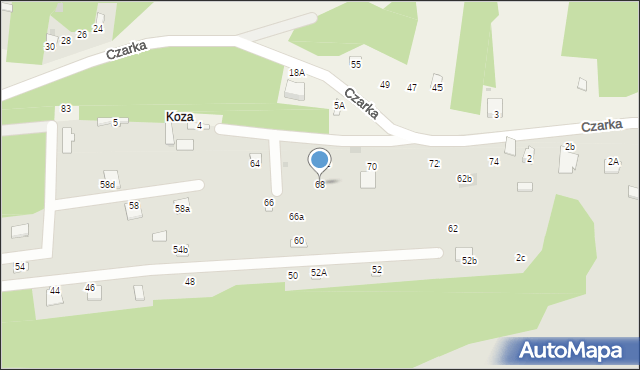 Żarki, Czarka, 68, mapa Żarki