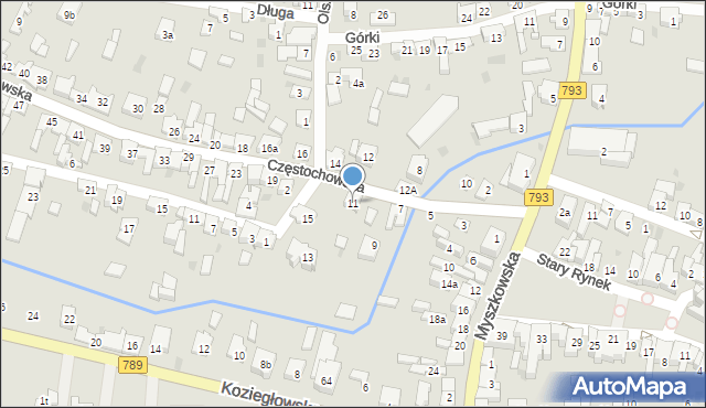 Żarki, Częstochowska, 11, mapa Żarki