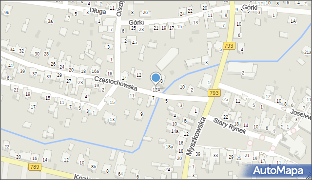 Żarki, Częstochowska, 12A, mapa Żarki