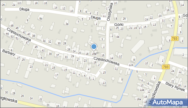 Żarki, Częstochowska, 16a, mapa Żarki