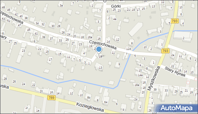 Żarki, Częstochowska, 17, mapa Żarki