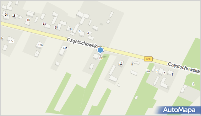 Zawada, Częstochowska, 13, mapa Zawada