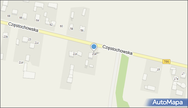 Zawada, Częstochowska, 21a, mapa Zawada