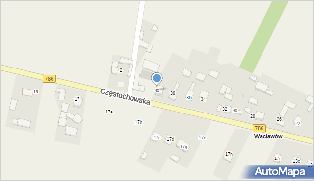 Zawada, Częstochowska, 40, mapa Zawada