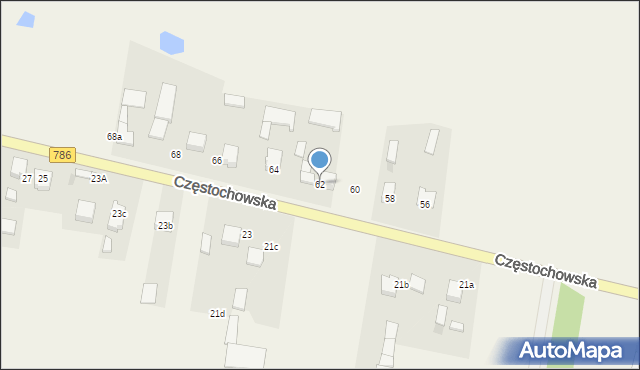 Zawada, Częstochowska, 62, mapa Zawada