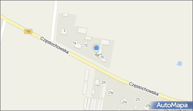 Zawada, Częstochowska, 70a, mapa Zawada
