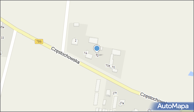 Zawada, Częstochowska, 72, mapa Zawada