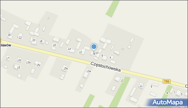 Zawada, Częstochowska, 8, mapa Zawada