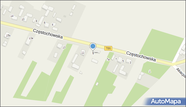 Zawada, Częstochowska, 9, mapa Zawada