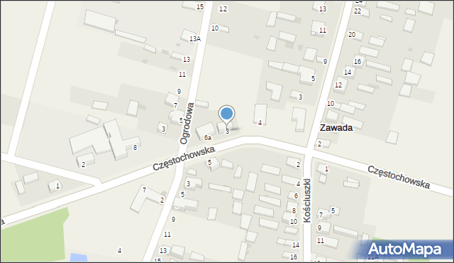 Zawada, Częstochowska, 6, mapa Zawada