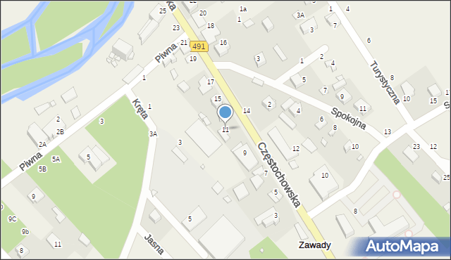 Zawady, Częstochowska, 11, mapa Zawady