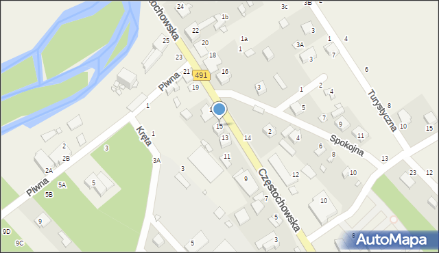Zawady, Częstochowska, 15, mapa Zawady