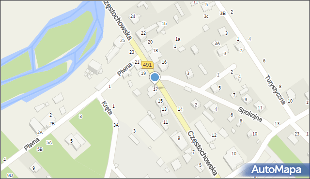 Zawady, Częstochowska, 17, mapa Zawady