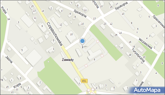 Zawady, Częstochowska, 8, mapa Zawady