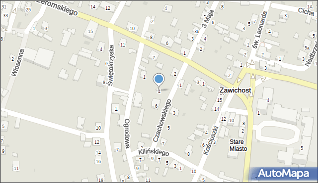 Zawichost, Czachowskiego Dionizego, płk., 4, mapa Zawichost