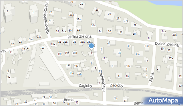 Zielona Góra, Czubińskiego Zygmunta, prof., 1, mapa Zielona Góra