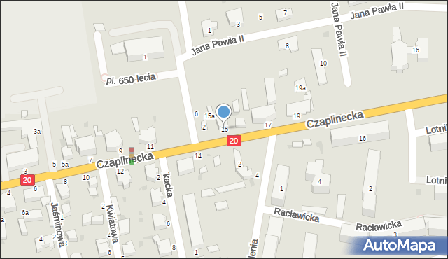 Złocieniec, Czaplinecka, 15, mapa Złocieniec