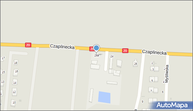 Złocieniec, Czaplinecka, 24a, mapa Złocieniec